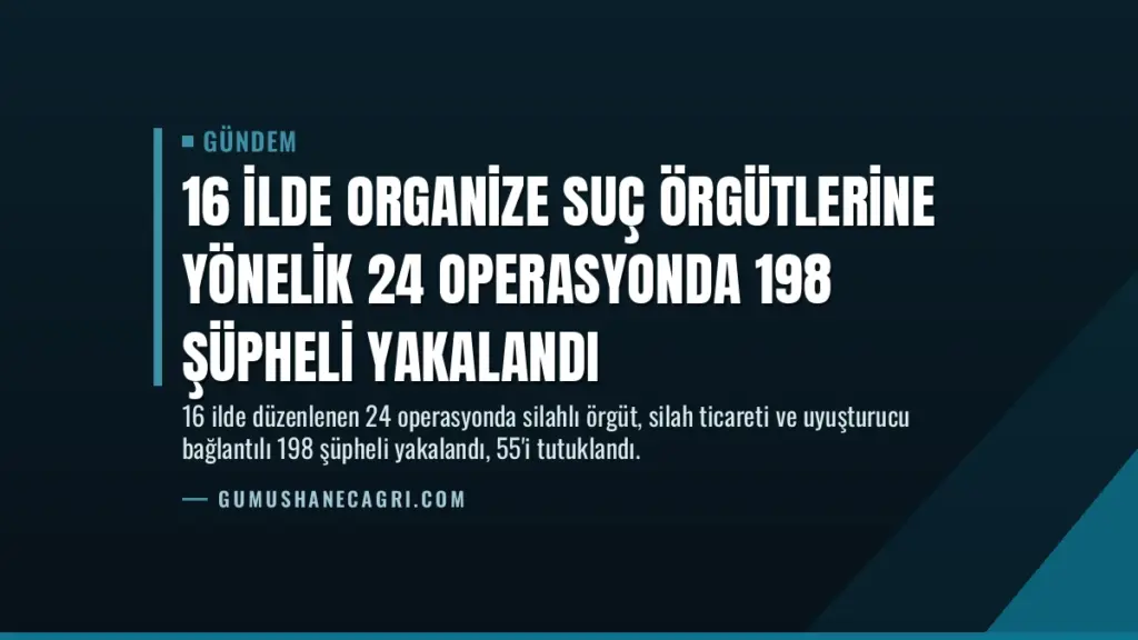 16 İlde Organize Suç Örgütlerine Yönelik 24 Operasyonda 198 Şüpheli Yakalandı