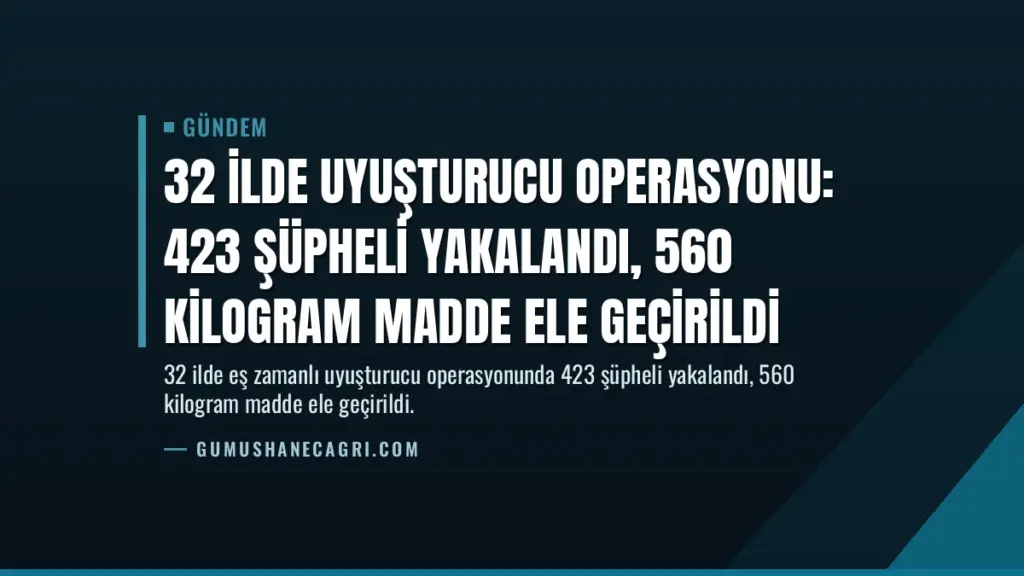 32 İlde Uyuşturucu Operasyonu: 423 Şüpheli Yakalandı, 560 Kilogram Madde Ele Geçirildi