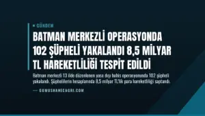 Batman Merkezli Operasyonda 102 Şüpheli Yakalandı 8,5 Milyar TL Hareketliliği Tespit Edildi