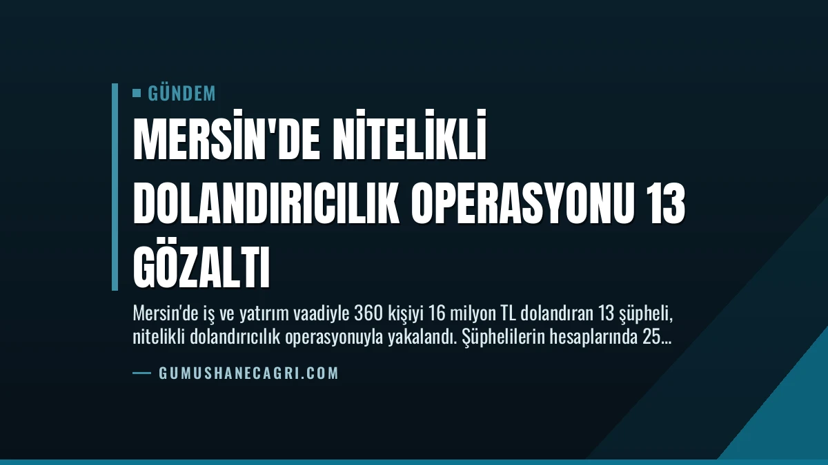 Mersin’de Nitelikli Dolandırıcılık Operasyonu 13 Gözaltı