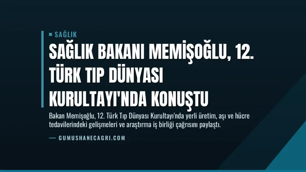 Sağlık Bakanı Memişoğlu, 12. Türk Tıp Dünyası Kurultayı'nda Konuştu