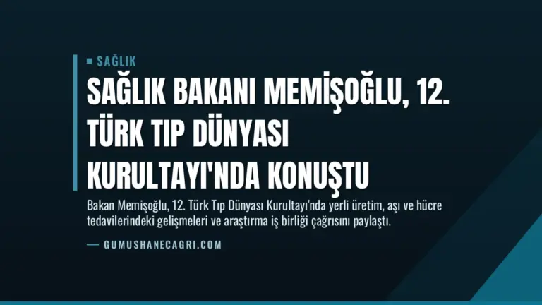 Sağlık Bakanı Memişoğlu, 12. Türk Tıp Dünyası Kurultayı'nda Konuştu