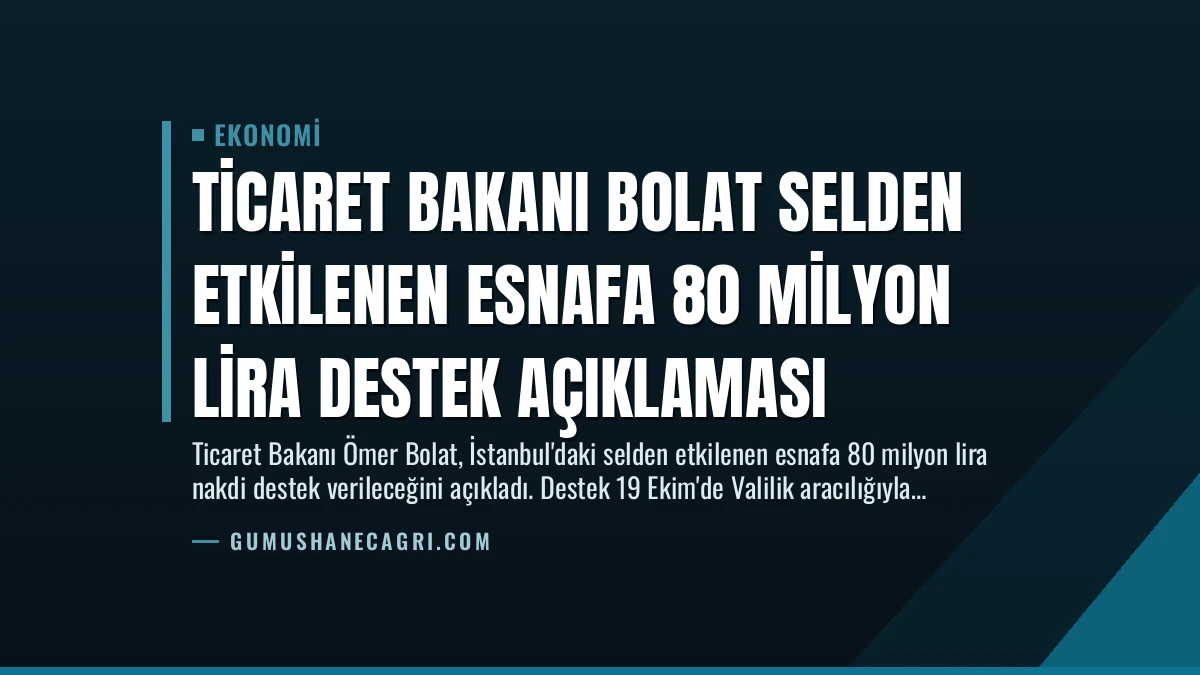 Ticaret Bakanı Bolat Selden Etkilenen Esnafa 80 Milyon Lira Destek Açıklaması