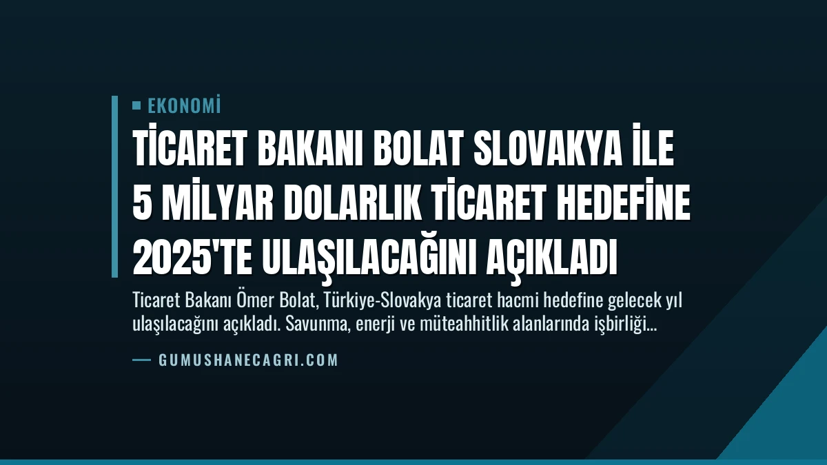 Ticaret Bakanı Bolat Slovakya ile 5 Milyar Dolarlık Ticaret Hedefine 2025’te Ulaşılacağını Açıkladı