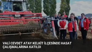 Vali Cevdet Atay Kelkit ilçesinde hasat çalışmalarına katıldı